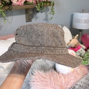 Stylish Brown Wool Tweed Bucket Hat